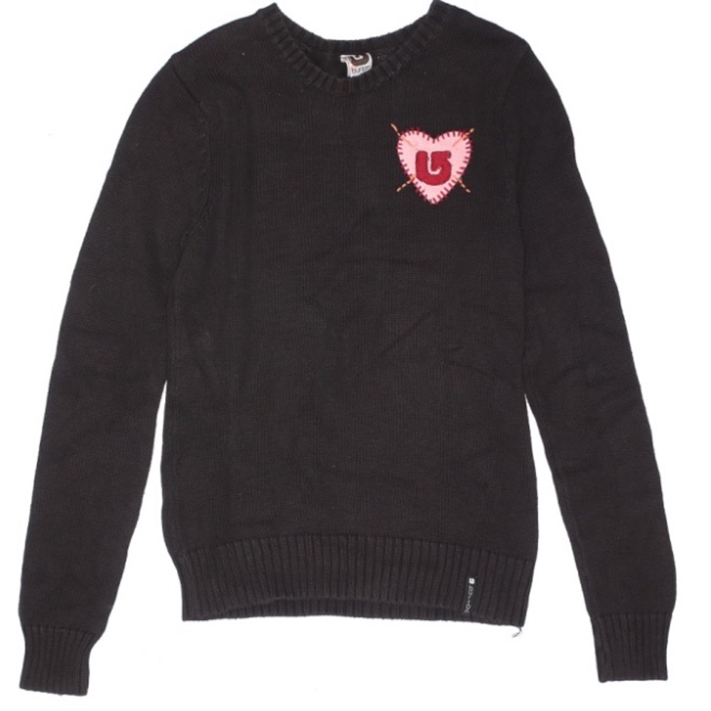 Burton black gray crew neck pullover sweater Youth Small EUC